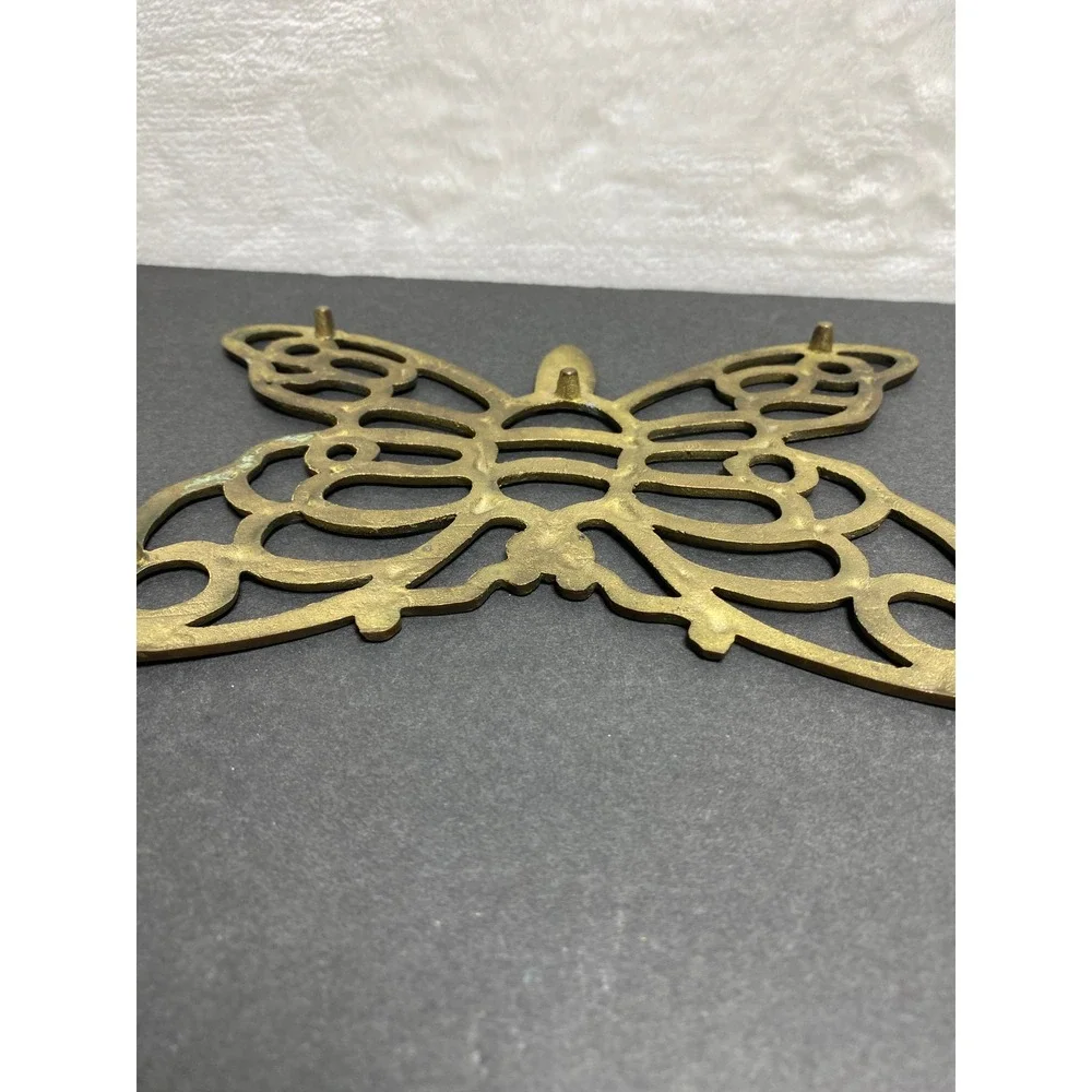 VTG Pair of Brass Butterfly Trivets Hot Plates MCM‎ Pot Holder Wall Decor